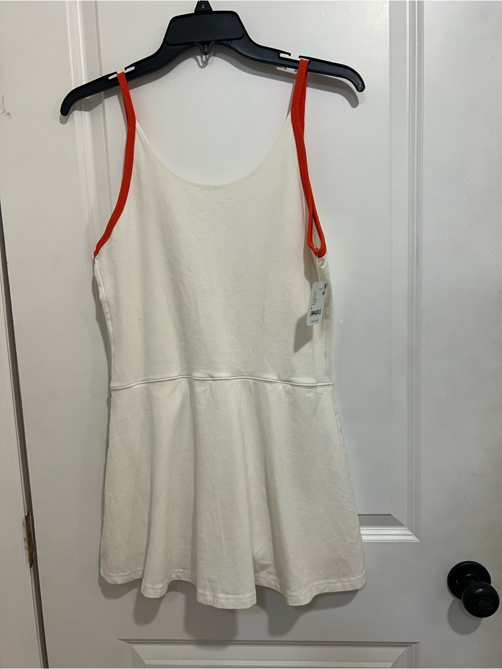 Free People Cream Tank Romper with Orange Straps